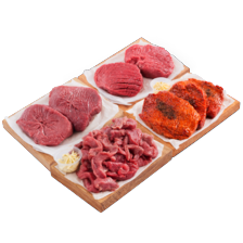 Malse runder- of kogelbiefstuk, biefstukpuntjes of rundersteaks